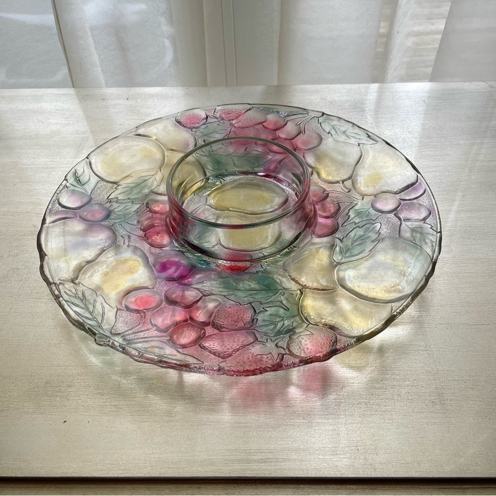 Glass Coloured Stained Serving Tray NEW